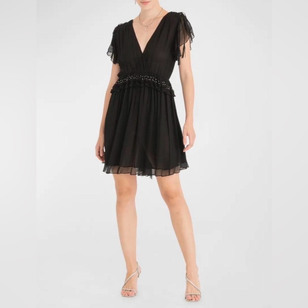 Secret mission Camille Flutter Sleeve Black Mini Dress